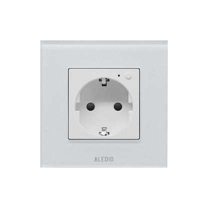 Priza inteligenta simpla, standard german, 2P+T, rama din sticla, WiFi, 16A, alb, Aledio A1PWFA, , alternativo.ro