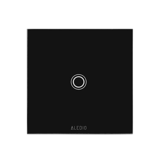 Intrerupator inteligent simplu, cu touch, rama din sticla, WiFi, negru, Aledio A01WFN