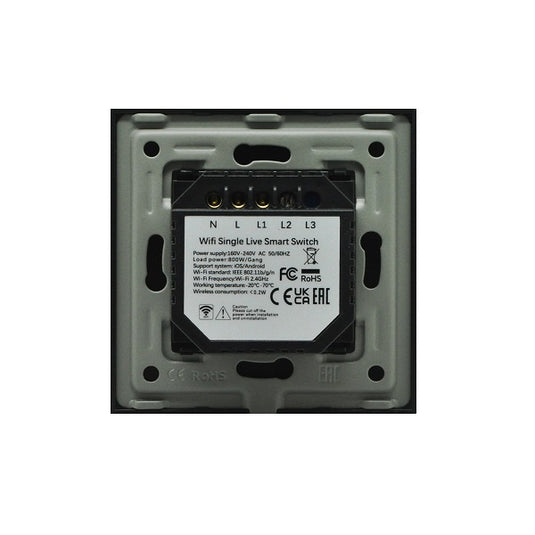 Intrerupator inteligent simplu, cu touch, rama din sticla, WiFi, alb, Aledio A01WFA