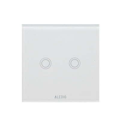 Intrerupator cap-scara dublu, cu touch, rama din sticla, alb, Aledio A2G2WA, , alternativo.ro