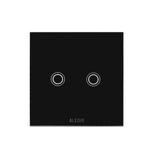 Intrerupator inteligent dublu, cu touch, rama din sticla, WiFi, negru, Aledio A02WFN