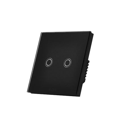 Intrerupator cap-scara dublu, cu touch, rama din sticla, negru, Aledio A2G2WN, , alternativo.ro
