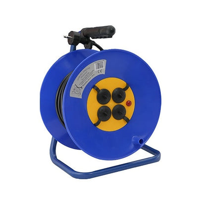 Prelungitor electric pe tambur, 25m, 4 prize cu protectie, cablu 3x2.5mm² 31-22325, , alternativo.ro