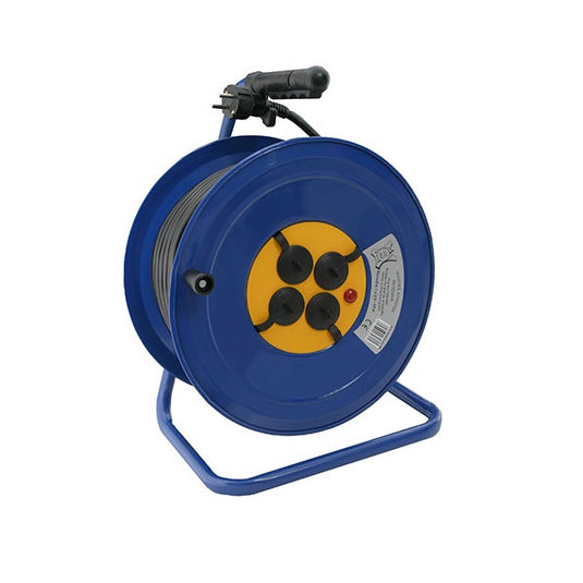 Prelungitor pe tambur, 50m, 4 prize cu protectie, cablu 3x2.5mm² 31-24350