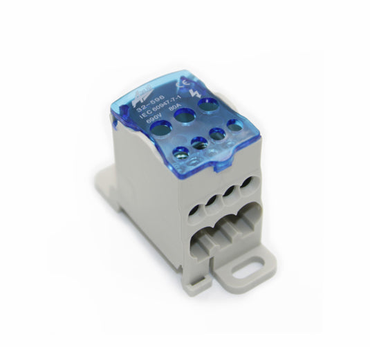 Distribuitor pe sina, 1 bara, 3x7mm² + 4x4mm², 80A, 500V, Adeleq 32-596