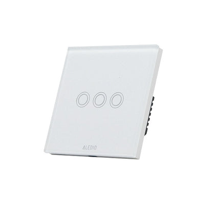 Intrerupator triplu, cu touch, rama din sticla, alb, Aledio A3G1WA, , alternativo.ro