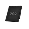 Intrerupator inteligent triplu, cu touch, rama din sticla, WiFi, negru, Aledio A03WFN