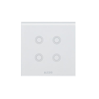 Intrerupator inteligent cvadruplu, cu touch, rama din sticla, WiFi, alb, Aledio A04WFA, , alternativo.ro
