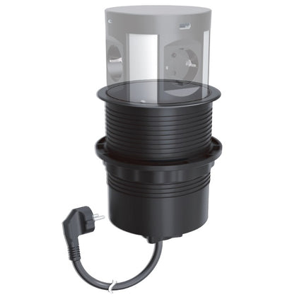 Stalp de prize, incorporabil in blat, 4 x priza 2P+T + 2 x încărcător USB A + 2 x încărcător USB C, negru finisaj metalic, INCARA™ Tower 120, Legrand 654982, , alternativo.ro