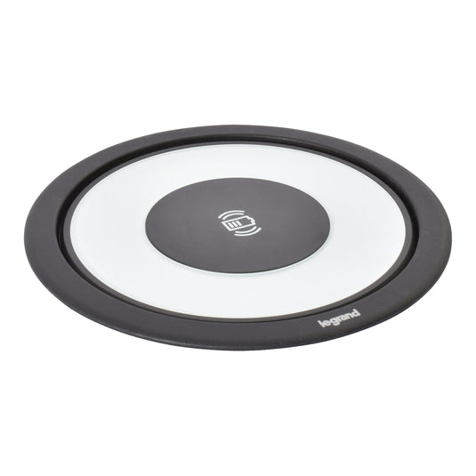 Stalp de prize, incorporabil in blat, 4 x priza 2P+T + 2 x încărcător USB A + 2 x încărcător USB C + 1 încărcător wireless, negru/finisaj metalic, INCARA™ Tower 120, Legrand 654983