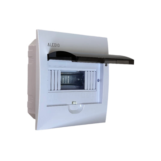 Tablou policarbonat, incastrat, 8 module, 1 rand, IP50, Aledio A08M1ST