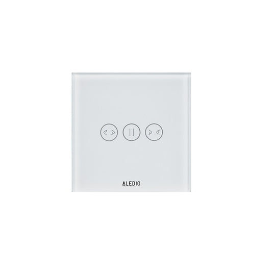 Intrerupator inteligent pentru jaluzele, cu touch, rama din sticla, WiFi, alb, Aledio A1DWFA