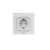 Priza simpla cu capac, standard german, 2P+T, rama din sticla, 16A, alb, Aledio A1PC0A