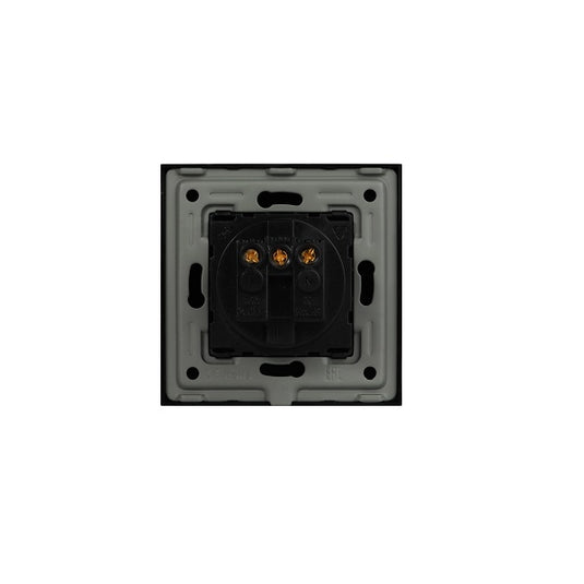 Priza simpla cu capac, standard german, 2P+T, rama din sticla, 16A, negru, Aledio A1PC0N