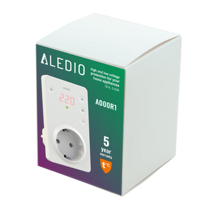 Priza cu releu de monitorizare tensiune, monofazata, 16A, 3000VA, Aledio A000R1, , alternativo.ro