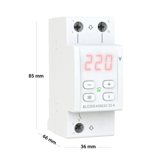 Releu monitorizare tensiune, monofazat, 32A, Aledio A0R232