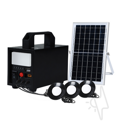 Kit sistem solar, 20W, 12Ah, cu lanterna si iesire USB, 3 becuri LED, panou solar inclus, Aledio, 1, alternativo.ro