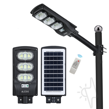 Corp de iluminat stradal LED, solar, cu senzor de miscare, 150W, 6Ah, 4000K, IP65, Aledio, alternativo.ro