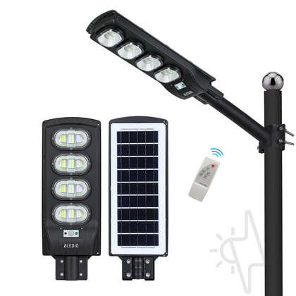 Corp de iluminat stradal LED, solar, cu senzor de miscare, 200W, 6Ah, 4000K, IP65, Aledio, alternativo.ro