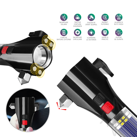 Lanterna LED, solara, multifunctionala, 8W, 2000mAh, Aledio