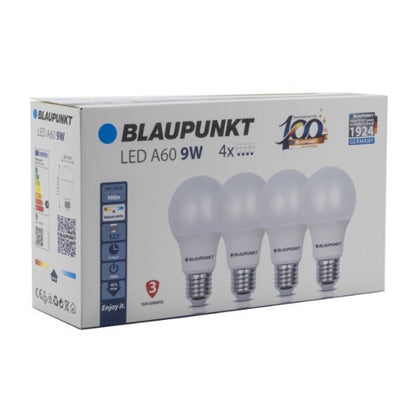 Set 4 Becuri LED clasic, A60, E27, 9W, 900Lm, lumina neutra 4000K, Blaupunkt BE279WNW4, alternativo.ro