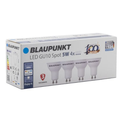 Set 4 Becuri LED spot, GU10, 5W, 475Lm, lumina neutra 4000K, Blaupunkt BGU105WNW4, alternativo.ro