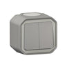 Intrerupator dublu / cap-scara, montaj aparent, 10A, IP55, gri, Plexo 069715L