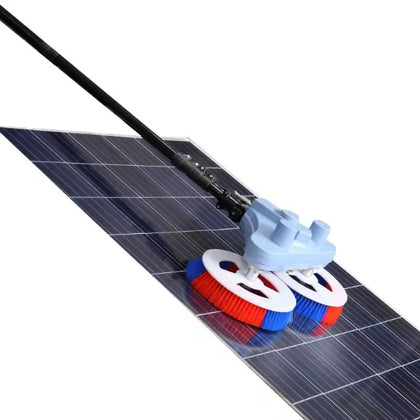 Perie dubla pentru curatat panouri fotovoltaice, semi-automata, cu acumulator 24V, maner telescopic 1,7÷5,5m, Aledio, , alternativo.ro
