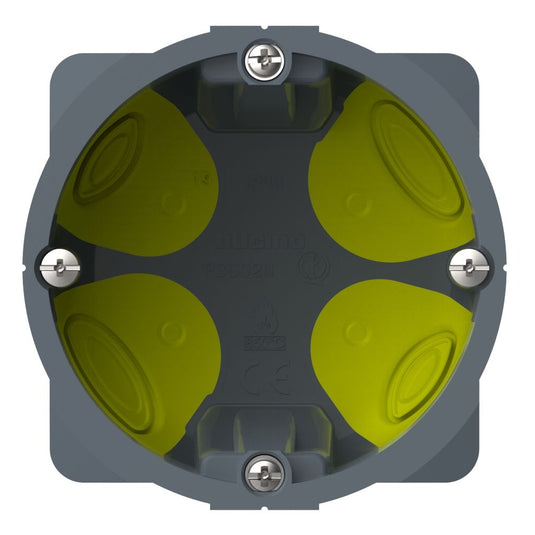 Doza aparataj modular, gips-carton, 2 module, Ø71x50.5mm, gri antracit/galben, Matix Bticino PB502NN