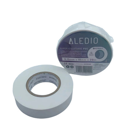 Banda izolatoare din PVC, 0.15mmx18mmx20m, alb, Aledio A01518200, , alternativo.ro