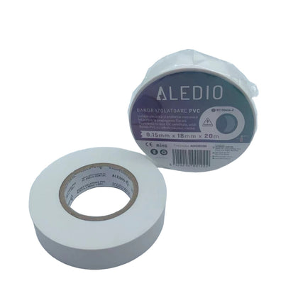 Banda izolatoare din PVC, 0.15mmx18mmx20m, alb, Aledio A01518200, alternativo.ro