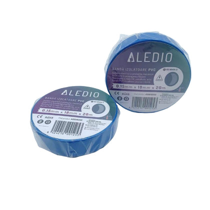 Banda izolatoare din PVC, 0.15mmx18mmx20m, albastru, Aledio A01518203, alternativo.ro