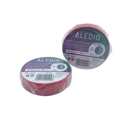 Banda izolatoare din PVC, 0.15mmx18mmx20m, rosu, Aledio A01518202, alternativo.ro