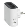 Adaptor 2 prize, USB Tip A, USB Tip C, iesiri laterale, 16A, fara contact de protectie, Alb/Gri, MOES RevOlution 049401