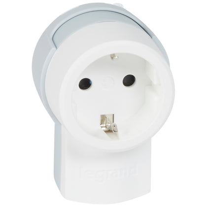 Priza mobila cu iesire laterala, cu contact de protectie, 16A, alb/gri, Legrand 050199, , alternativo.ro