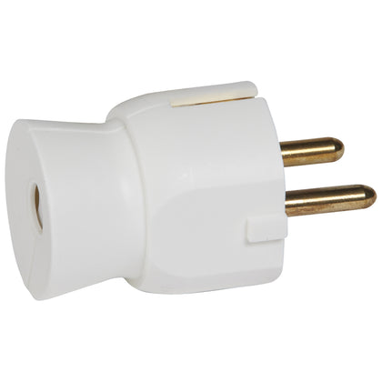 Stecher cu iesire dreapta, cu contact de protectie, 16A, alb, Legrand 050315, , alternativo.ro