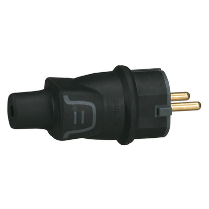 Stecher din cauciuc, cu contact de protectie, 16A, IP44, negru, Legrand 050342, alternativo.ro