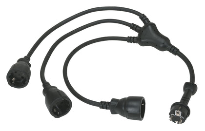 Adaptor 3 prize si stecher tip caracatita, din cauciuc, cu capac, cu contact de protectie, 16A, IK10, negru, Legrand 050377, , alternativo.ro
