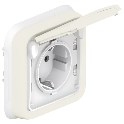 Priza simpla, montaj ingropat, cu contact de protectie, 16A, IP55, alb, Plexo 069869, , alternativo.ro