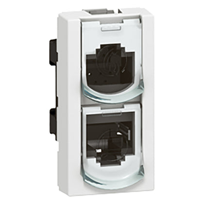 Priza de date, dubla, 1 modul, RJ45, UTP, 8 contacte, telefon/ethernet, alb, Mosaic 076536, , alternativo.ro