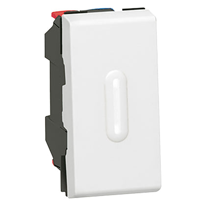 Buton cu revenire, 1 modul, cu lumina de control, 6A, alb, Mosaic 077033, , alternativo.ro