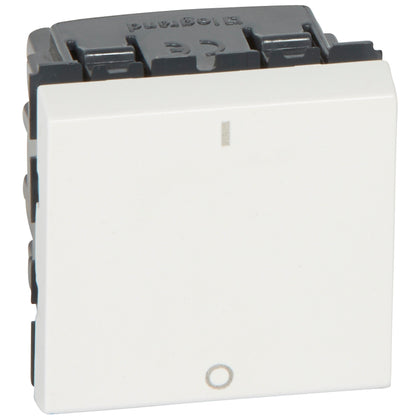 Intrerupator bipolar simplu, 2 module, 10A, alb, Mosaic 077050, , alternativo.ro