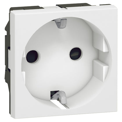 Priza simpla, 2 module, 2P+T, 16A, cu protectie copii, alb, Mosaic 077211, , alternativo.ro