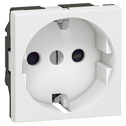 Priza simpla, 2 module, 2P+T, 16A, cu protectie copii, alb, Mosaic 077213, , alternativo.ro