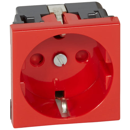 Priza simpla, 2 module, 2P+T, 16A, cu protectie copii, rosu, Mosaic 077214, , alternativo.ro