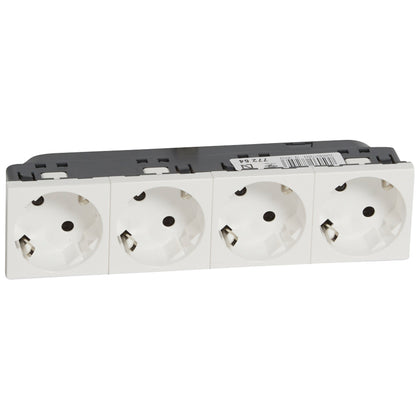 Priza cvadrupla, 8 module, 2P+T, 16A, orientare 45°, cu protectie copii, alb, Mosaic 077254, , alternativo.ro