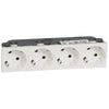 Priza cvadrupla, 8 module, 2P+T, 16A, orientare 45°, cu protectie copii, alb, Mosaic 077254