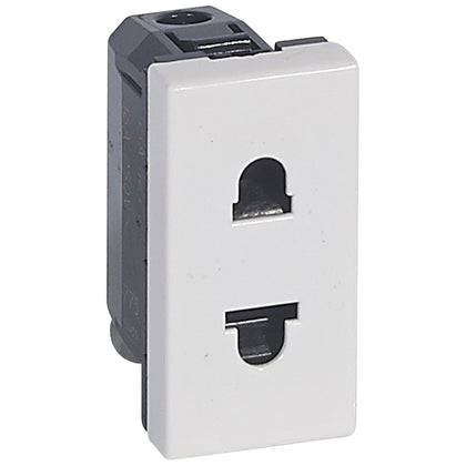 Priza simpla, 1 modul, 2P, 16A, standard Euro-US, cu protectie copii, alb, Mosaic 077501, , alternativo.ro
