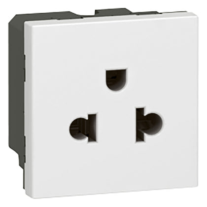 Priza simpla, 2 module, 2P+T, 16A, standard Euro-US, alb, Mosaic 077502, , alternativo.ro