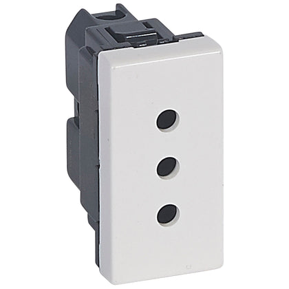 Priza simpla, 1 modul, 2P+T, 10A, standard italian, alb, Mosaic 077510, , alternativo.ro